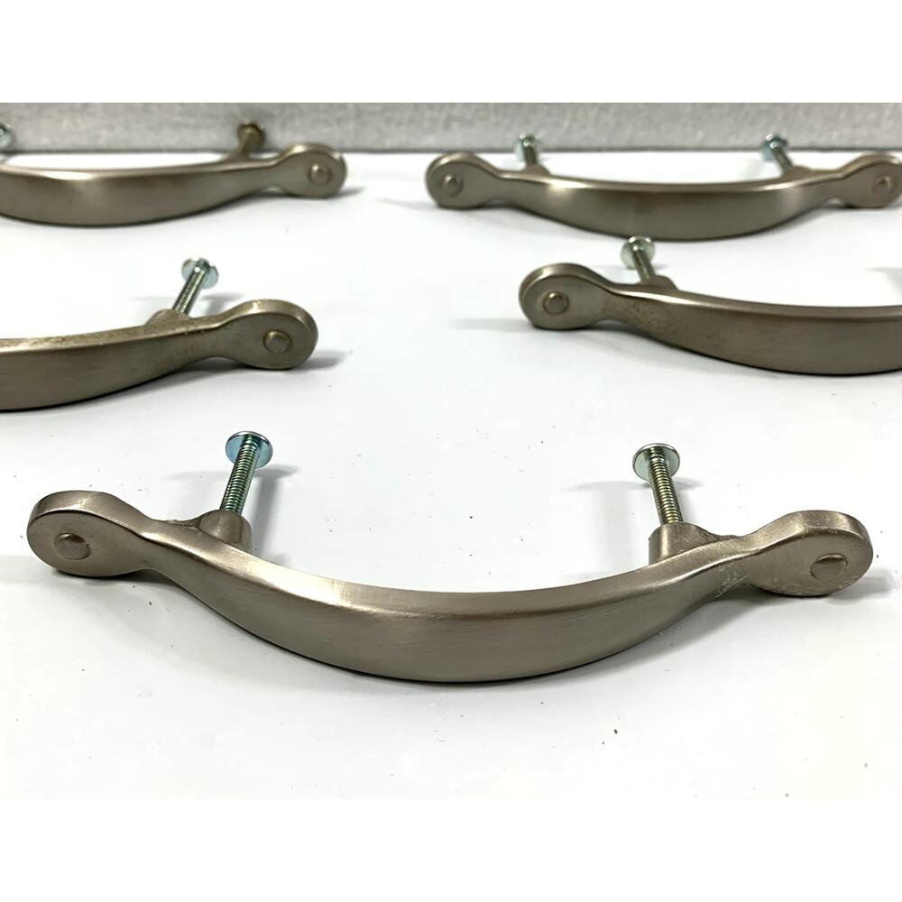 Five Silvertone Metal Cabinet Door Pulls Drawer Handles 5"‎ Nickel Finish
